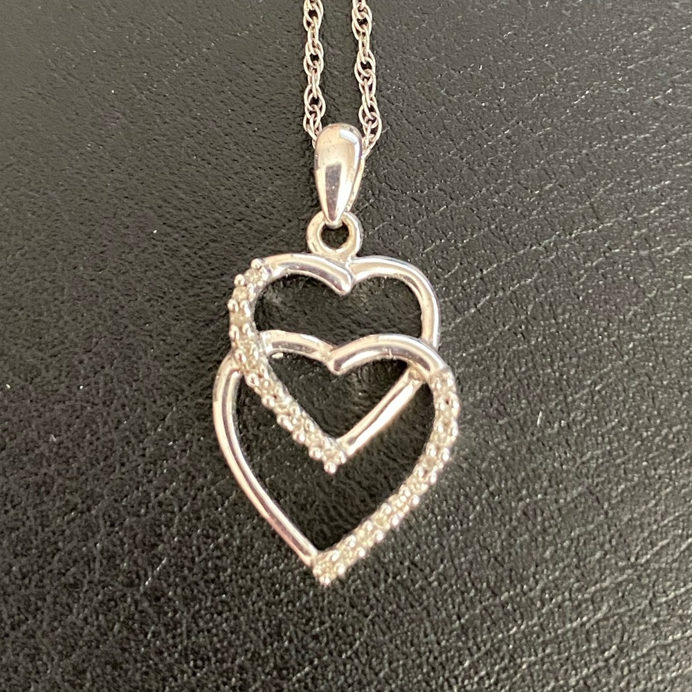 White Gold Plated Silver Diamond Heart Necklace